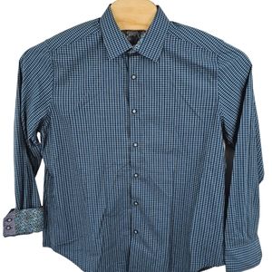 Robert Graham Men's Large Dalegard Blue Geometric Long Sleeve Flip Cuff Shirt RG